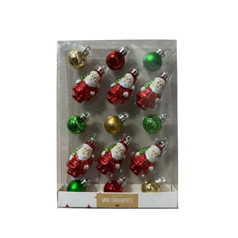 HOLIDAY LANE Ornamentation Mini Santa & Ball Ornaments, Set of 15